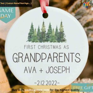 Grandparents First Christmas Ornament, Personalized Celebration Ornament