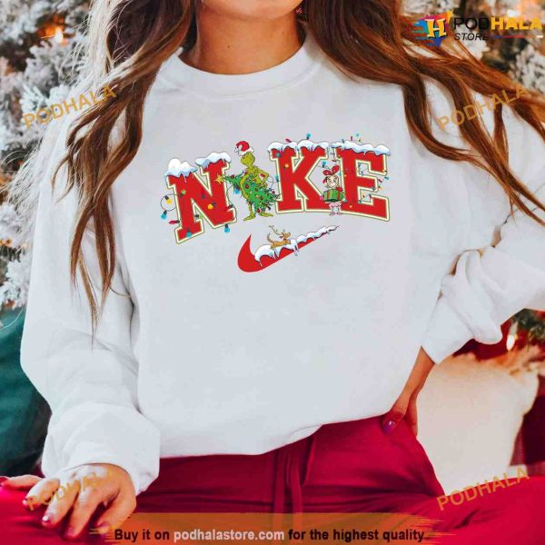 Grinch Nike Sweatshirt Snowman Christmas, Grinch Christmas Sweatshirt