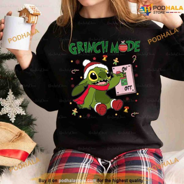 Grinch Stitch Mode Christmas Sweatshirt, Grinch Christmas Gifts