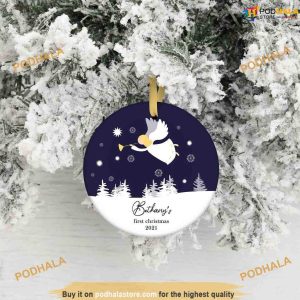 Guardian Angel Baby First Christmas Ornament, Personalized Family Bauble