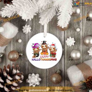 Hallothanksmas Sloth Christmas Ornament, Friends Christmas Ornaments
