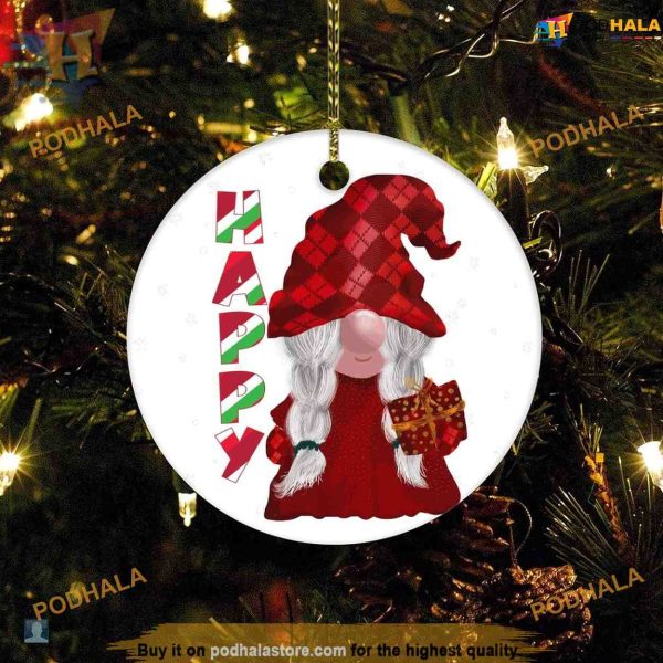Happy Gnomes Ceramic Christmas Ornament, Family Tree Decoration
