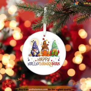 Happy Hallothanksmas Gnome Ornament, Personalized Family Ornaments
