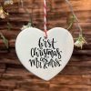 Heart Ceramic Christmas Ornament Bauble, Great Gift For Christmas Ornament