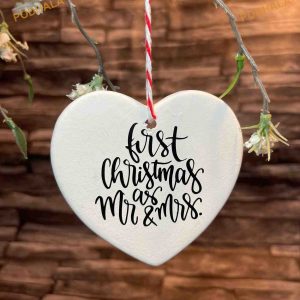 Heart Ceramic Christmas Ornament Bauble, Great Gift For Christmas Ornament