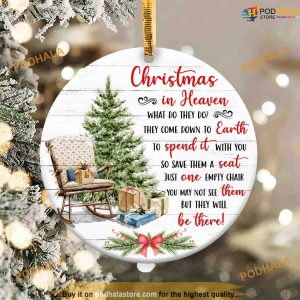 Heaven Christmas Ornament, Round Xmas Keepsake, Personalized Family Christmas Ornaments