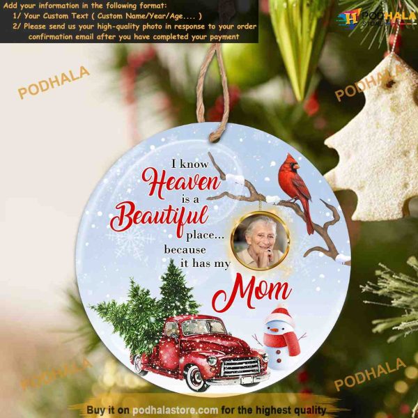 Heaven’s Beauty Photo Memorial Ornament, Personalized Family Ornaments