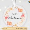 Hello Autumn Circle Ornament, Personalized Family Ornaments