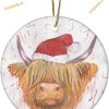 Highland Cow with Hat Christmas Ornament, Custom Family Ornaments