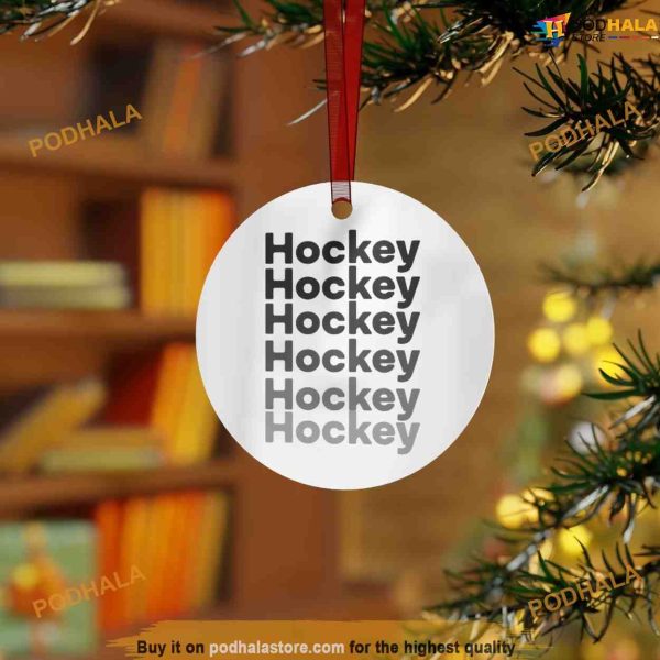 Hockey Fade Metal Christmas Ornament, Family Tree Decoration