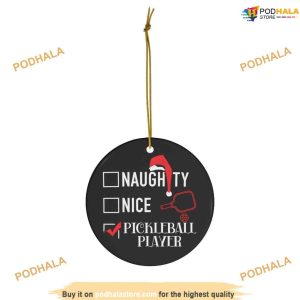 Holiday Pickleball Player Ceramic Ornament, Family Christmas Ornaments