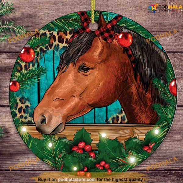 Horse in Christmas Wreath Ornament, Family Christmas Ornaments