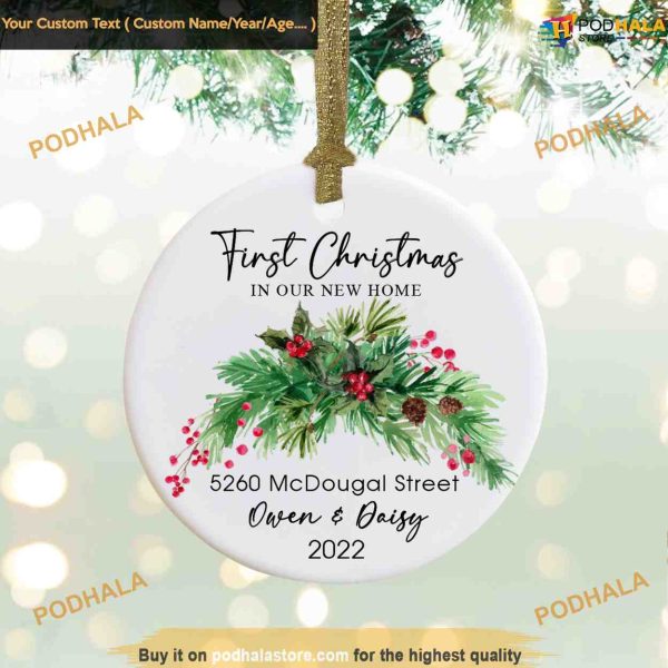 Housewarming New Home Ornament 2023, Personalized 1st Christmas Ornaments