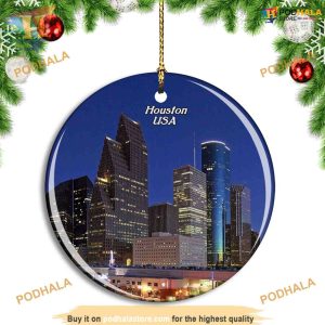 Houston Texas Skyline Festive Ornament, Personalized Family Ornaments