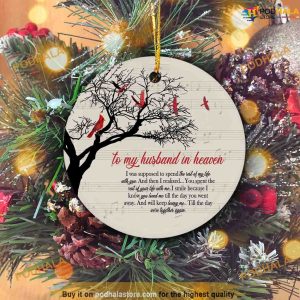 Husband in Heaven Cardinal Ornament, Memorial Christmas Decorations