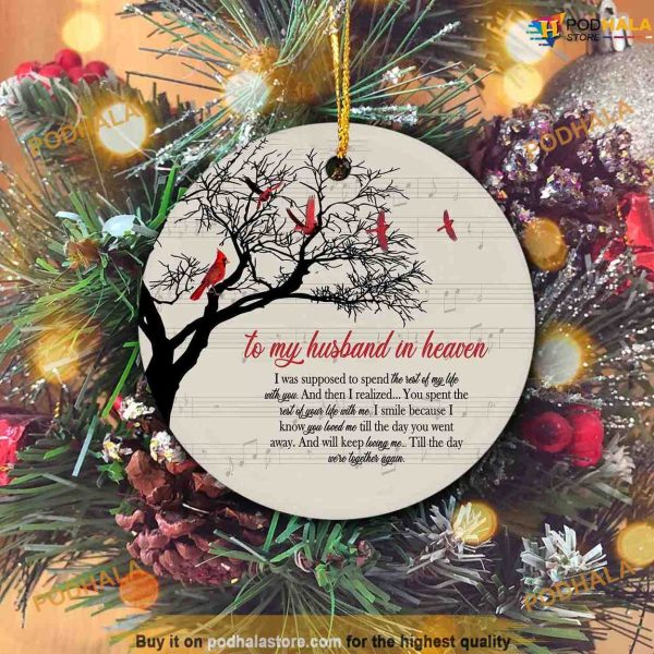 Husband in Heaven Cardinal Ornament, Memorial Christmas Decorations