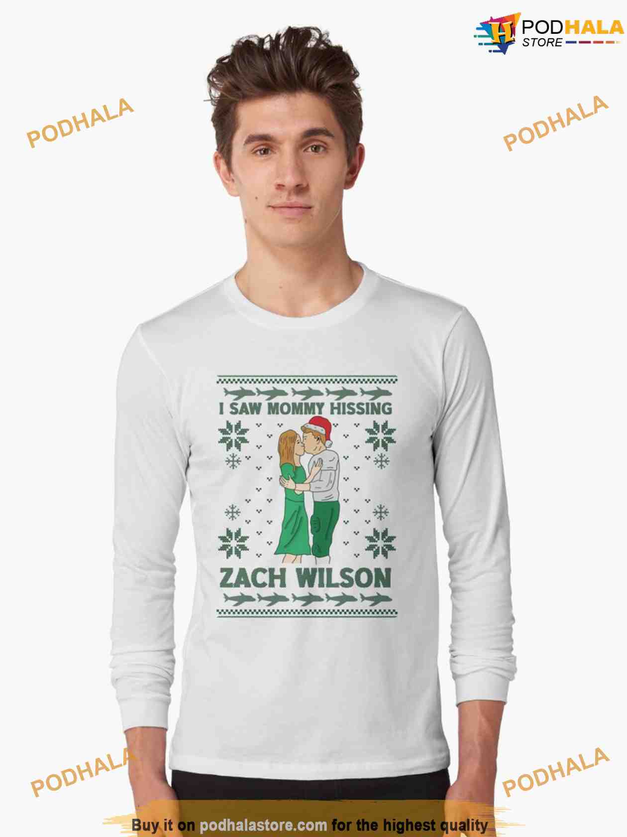 I Saw Mommy Kissing Zach Wilson Funny Christmas Shirt, Xmas Gift Ideas -  Bring Your Ideas, Thoughts And Imaginations Into Reality Today