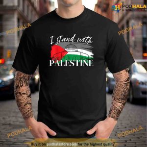 Support I Stand With Palestine Free Palestine Flag Arabic T-Shirt - Buy t- shirt designs