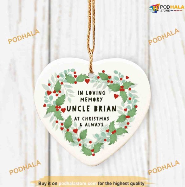 In Loving Memory Uncle Brian Heart Christmas Decoration, Family Tree Decoration