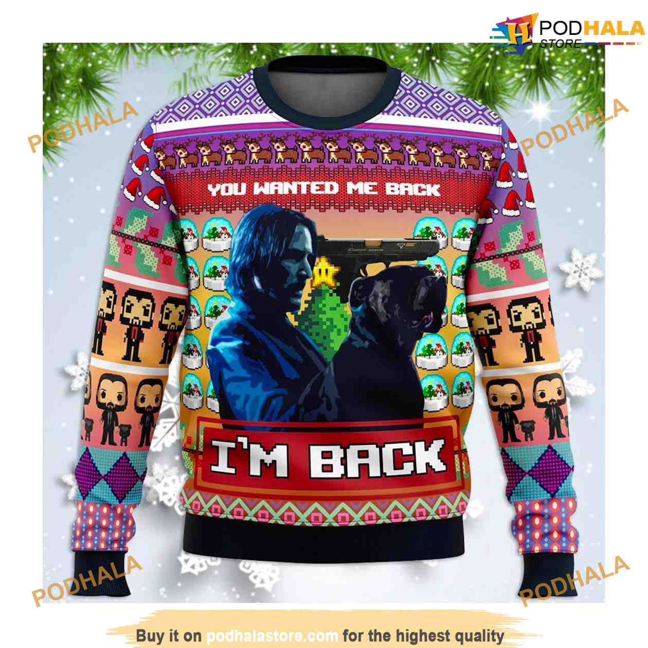 John Wick Christmas Naughty Ugly Sweater, John Wick Funny Christmas Gift John Wick Christmas Naughty Ugly Sweater, John Wick Funny Christmas Gift