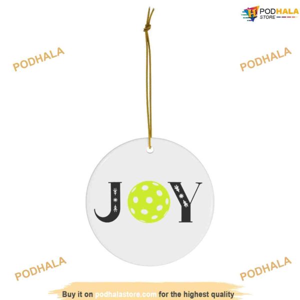 Joyful Pickleball Christmas Ceramic Ornament, Custom Family Ornaments