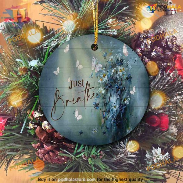 Just Breathe Butterfly Christmas Decor, Funny Christmas Ornaments