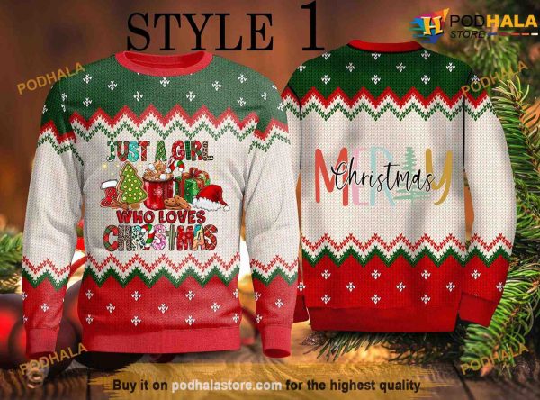 Just a Girl Who Loves Christmas Naughty Ugly Sweater