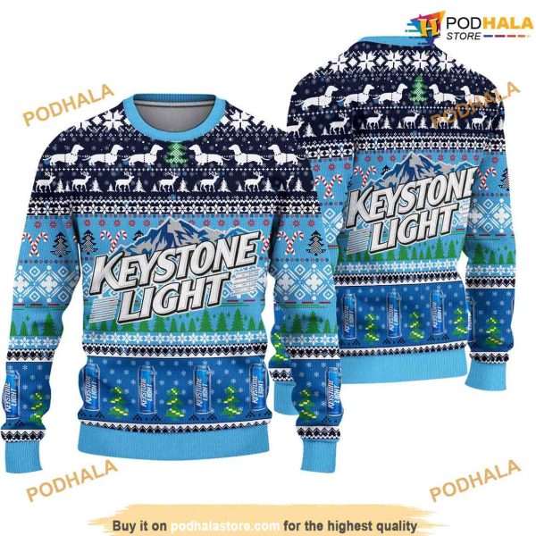 Keystone Light Moutain Beer Christmas 3D Funny Ugly Sweater
