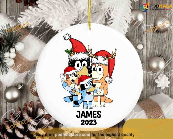 Kid’s BlueyDad 2023 Ornament, Custom Dog Christmas Decor
