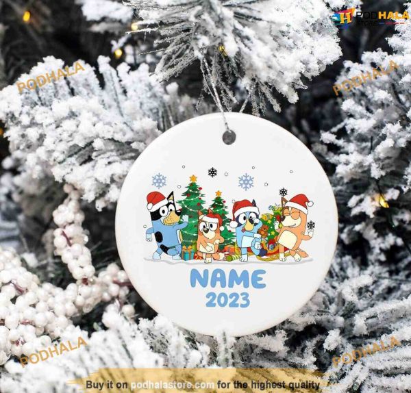 Kid’s Custom BlueyDad 2023 Ornament, Christmas Dog Bluey Ornament