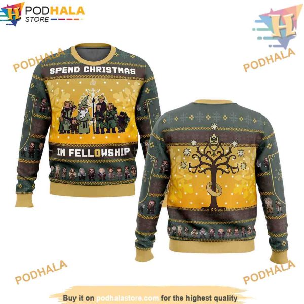 LOTR Fellowship Ugly Christmas Sweater, Funniest Ugly Christmas Sweater