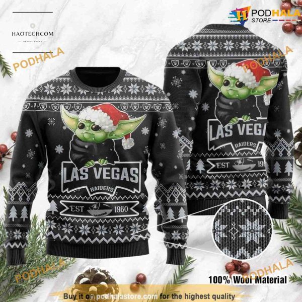 Las Vegas Raiders Baby Yoda Ugly Holiday Sweater