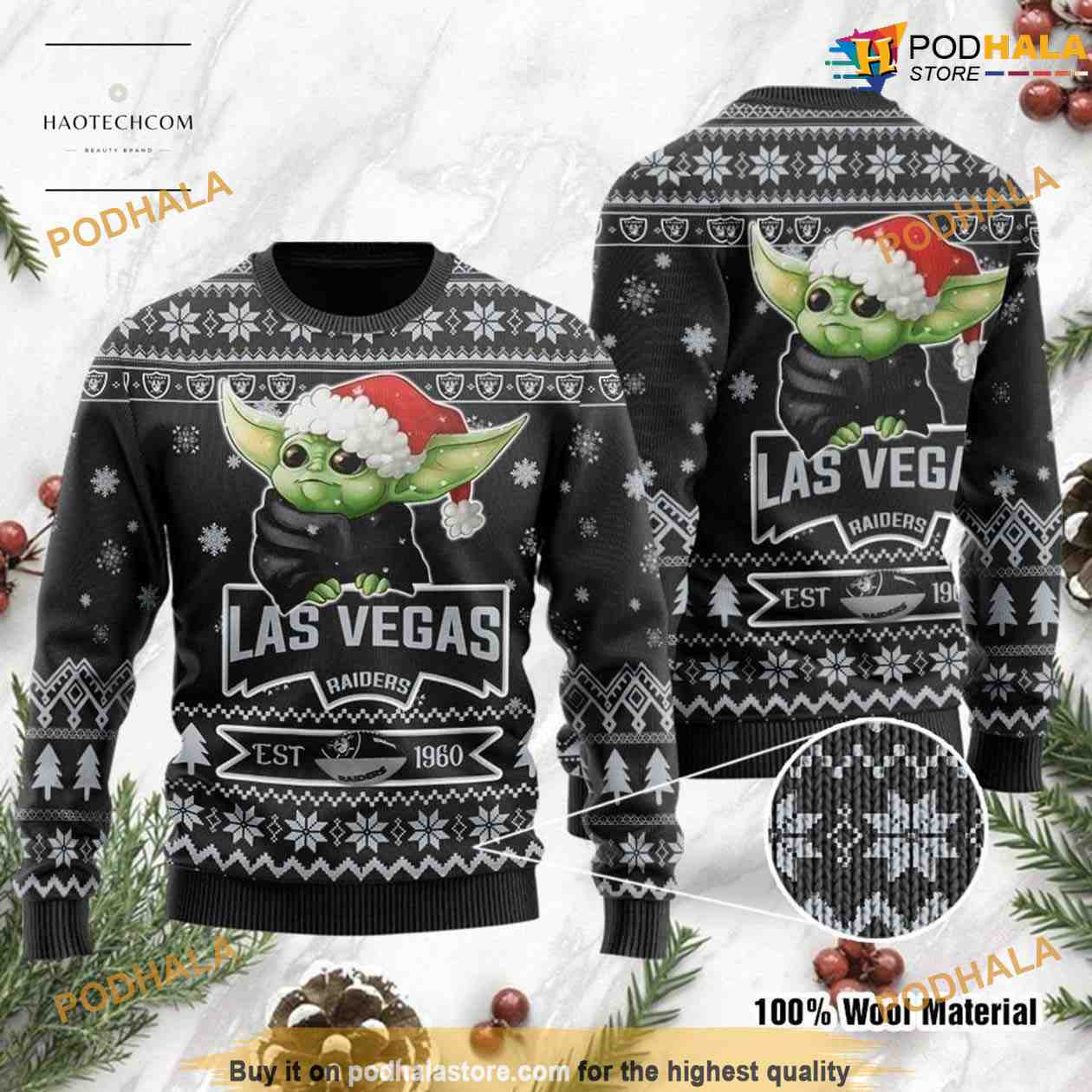 NFL Ugly Sweater XMAS Knit Pullover - Las Vegas Raiders