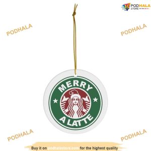 Latte Coffee Ceramic Christmas Ornament, Family Tree Decoration