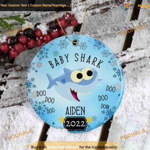 Little Boy Shark Celebration, Personalized Family Christmas Ornaments