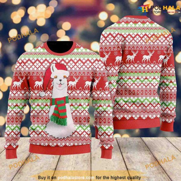 Llama Merry Christmas 3D Llama Cute Ugly Christmas Sweater