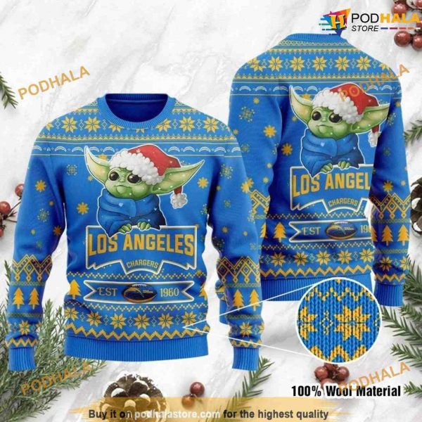 Los Angeles Chargers Santa Claus Snowman Christmas Ugly Sweater