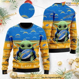 Los Angeles Chargers Baby Yoda Funny Xmas Sweater