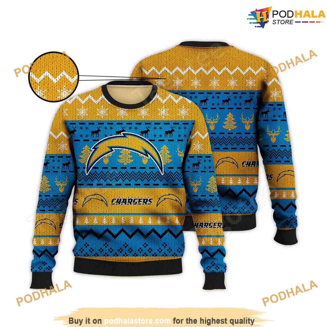 NFL Los Angeles Chargers Sled 3D Ugly Christmas Sweater Custom