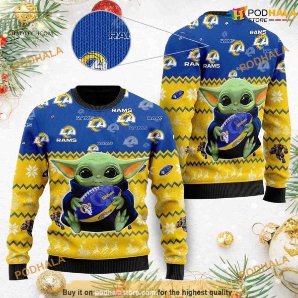 Los Angeles Rams Baby Yoda Family Ugly Christmas Sweater