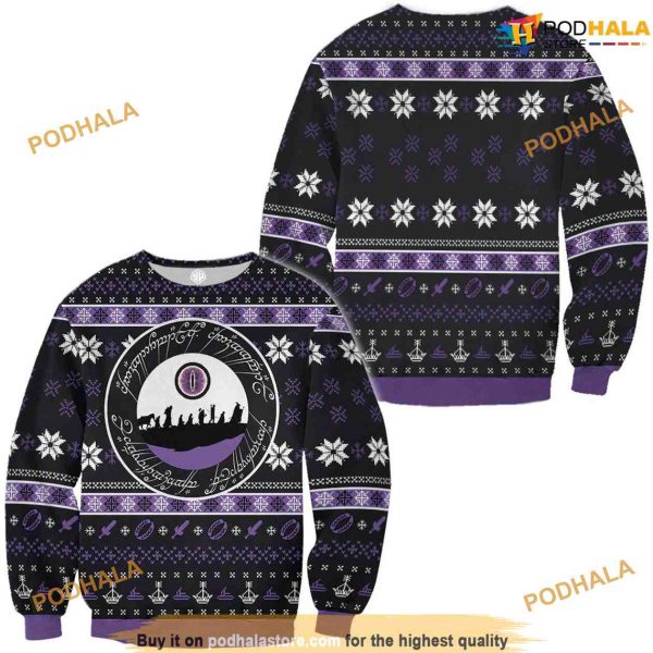 Lotr Ring Language 3D Friends Christmas Sweater