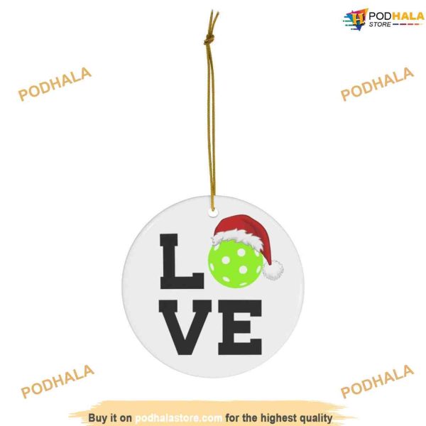 Love & Pickleball Ceramic Christmas Ornament, Friends Christmas Ornaments