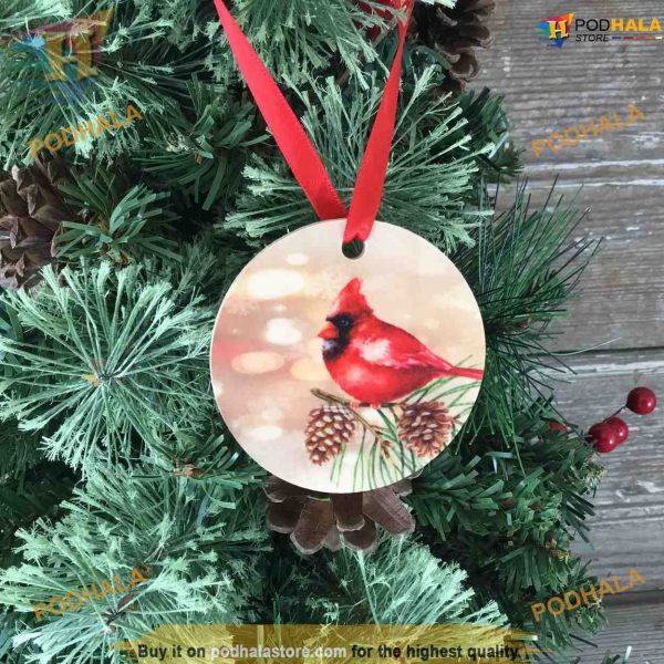 Male Cardinal Wood Ornament, Family Christmas Tree Ornaments