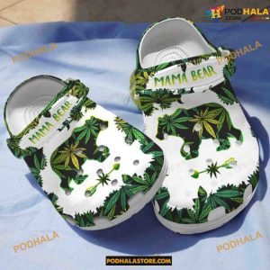 Mama Bear with Weed Leaves Weed Crocs Shoes Crocs Clogs