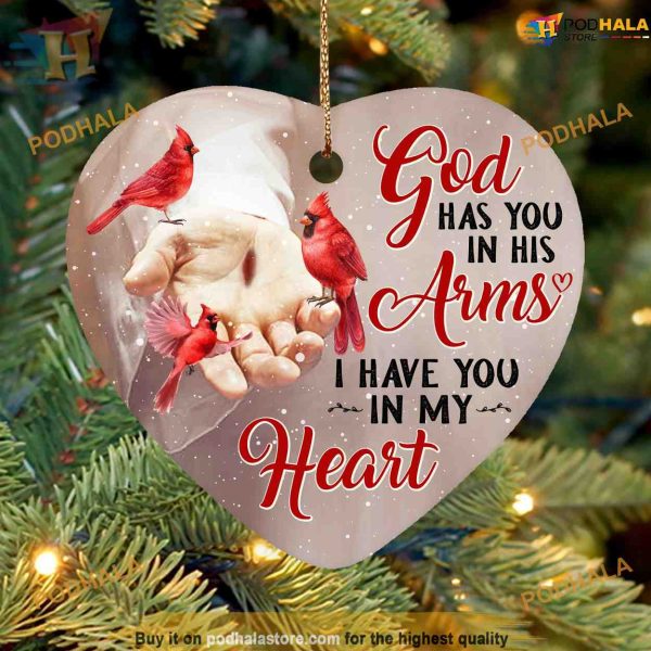 Memorial Jesus Hand and Cardinal Ornament, Family Tree Decoration