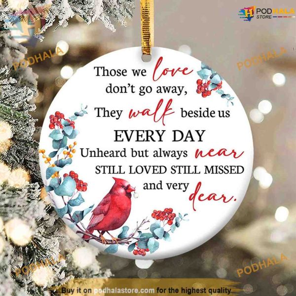 Memory Cardinal Round Christmas Ornament, Personalized Family Ornaments
