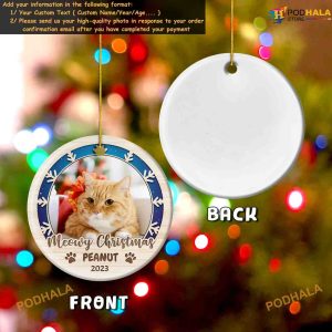 Meowy Christmas Cat Ornament Custom Photo Gift for Cat Mom 2