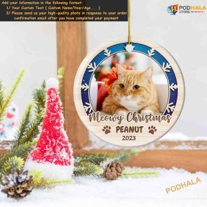 Meowy Christmas Cat Ornament Custom Photo Gift for Cat Mom 3