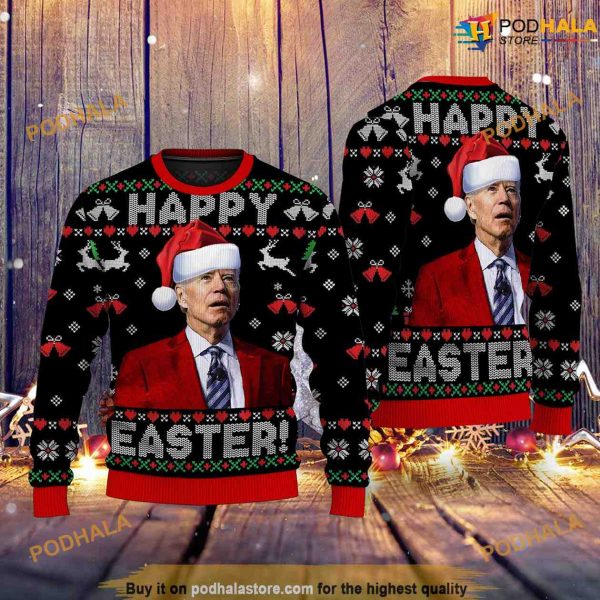 Merry 4th Of Easter, Santa Joe Biden 3D Funny Womens Christmas Sweater