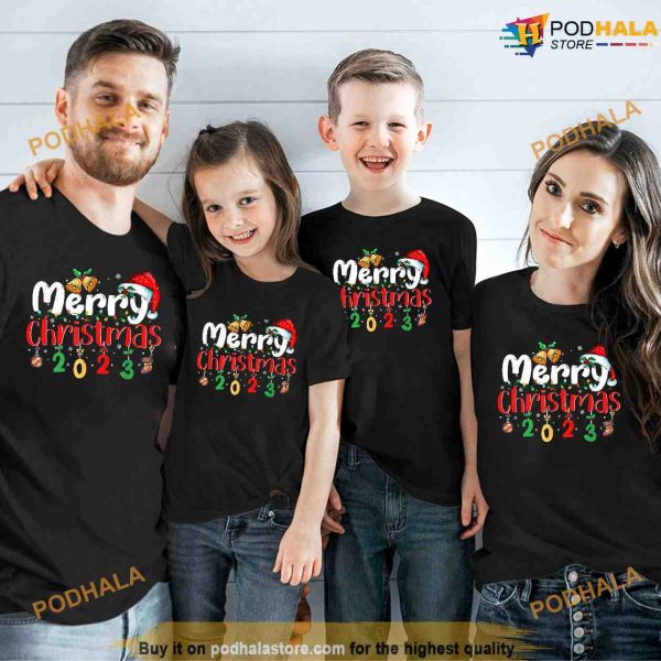 Merry Christmas 2023 Santa Elf Funny Family Matching Pajamas Shirt